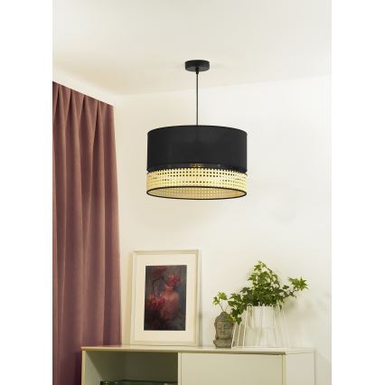 Duolla - Hängeleuchte DOUBLE RATTAN 1xE27/15W/230V d 40 cm schwarz/beige