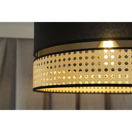 Duolla - Hängeleuchte DOUBLE RATTAN 1xE27/15W/230V d 40 cm schwarz/beige