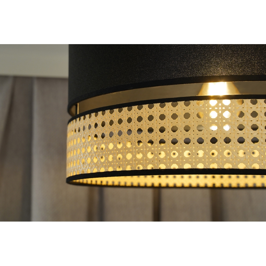 Duolla - Hängeleuchte DOUBLE RATTAN 1xE27/15W/230V d 40 cm schwarz/beige