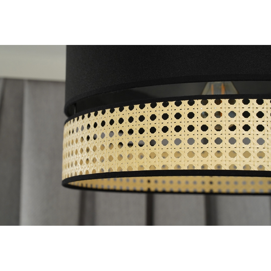 Duolla - Hängeleuchte DOUBLE RATTAN 1xE27/15W/230V d 40 cm schwarz/beige
