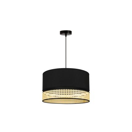 Duolla - Hängeleuchte DOUBLE RATTAN 1xE27/15W/230V d 40 cm schwarz/beige