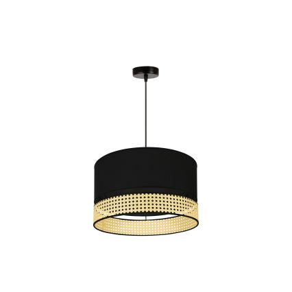 Duolla - Hängeleuchte DOUBLE RATTAN 1xE27/15W/230V d 40 cm schwarz/beige