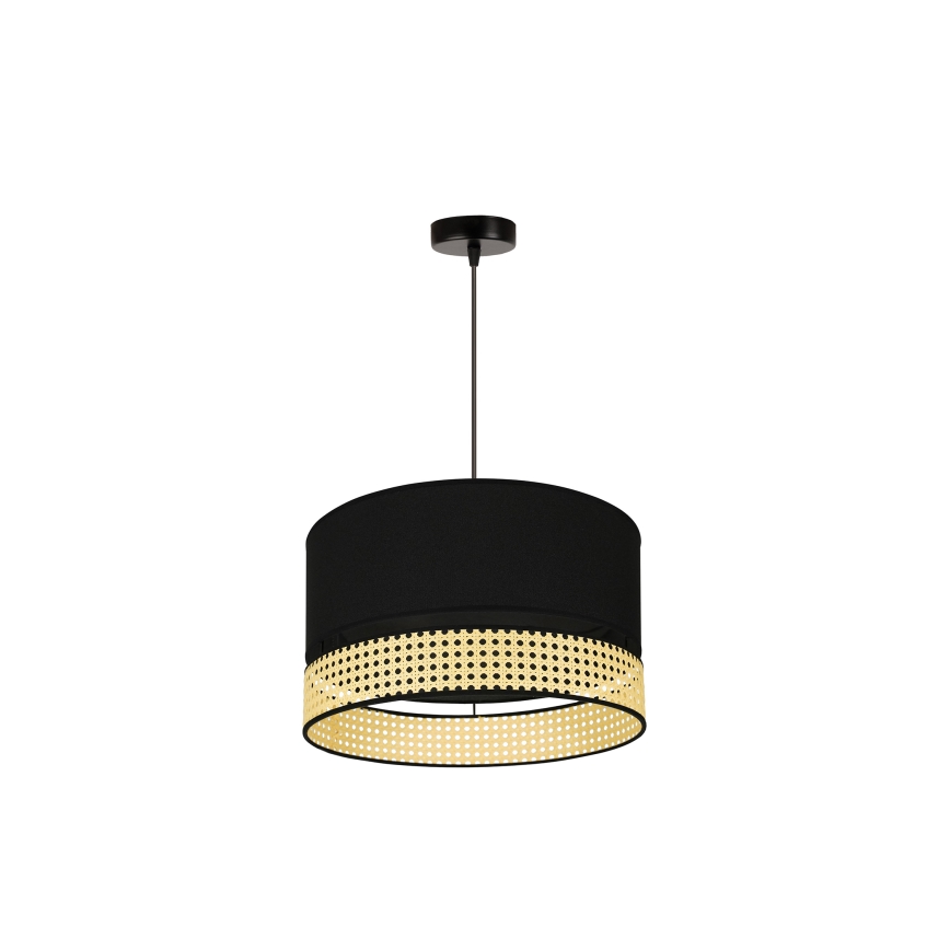 Duolla - Hängeleuchte DOUBLE RATTAN 1xE27/15W/230V d 40 cm schwarz/beige