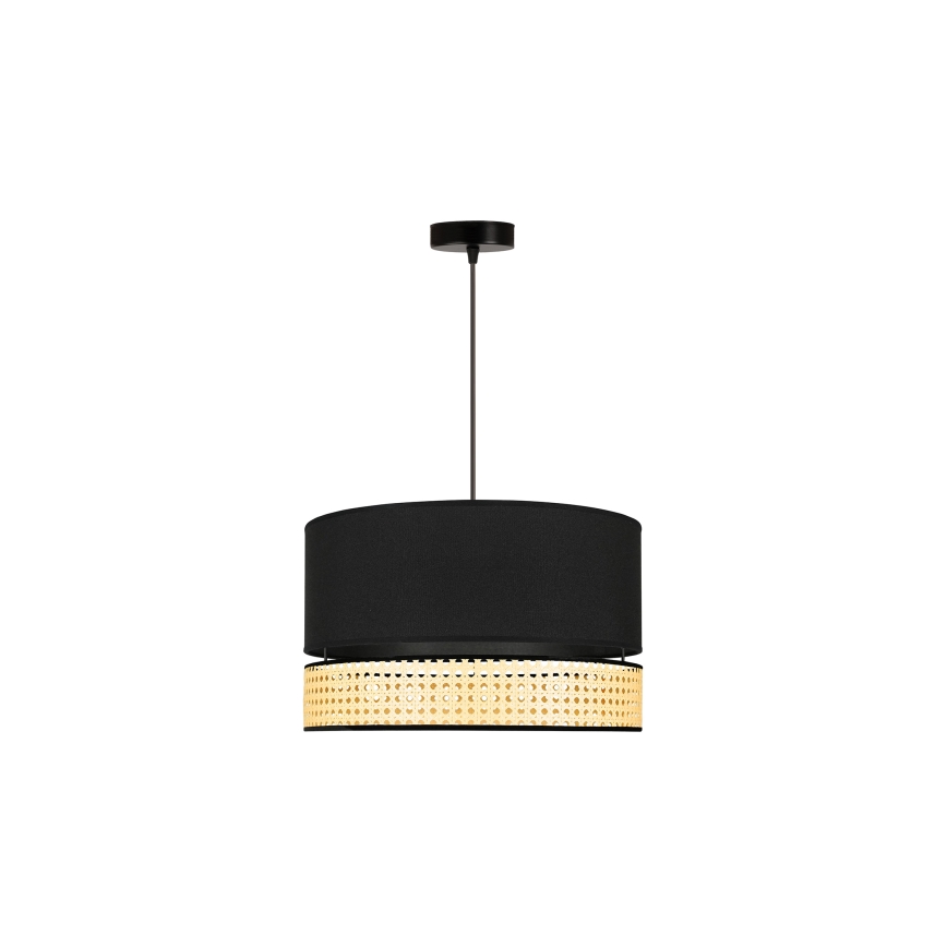Duolla - Hängeleuchte DOUBLE RATTAN 1xE27/15W/230V d 40 cm schwarz/beige