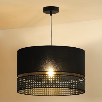 Duolla - Hängeleuchte DOUBLE RATTAN 1xE27/15W/230V d 40 cm schwarz