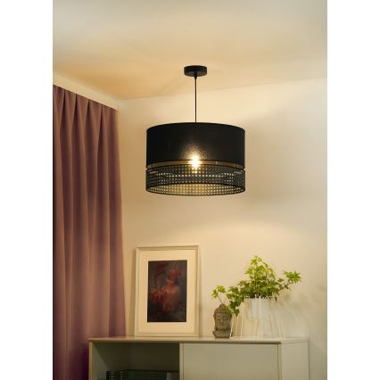 Duolla - Hängeleuchte DOUBLE RATTAN 1xE27/15W/230V d 40 cm schwarz