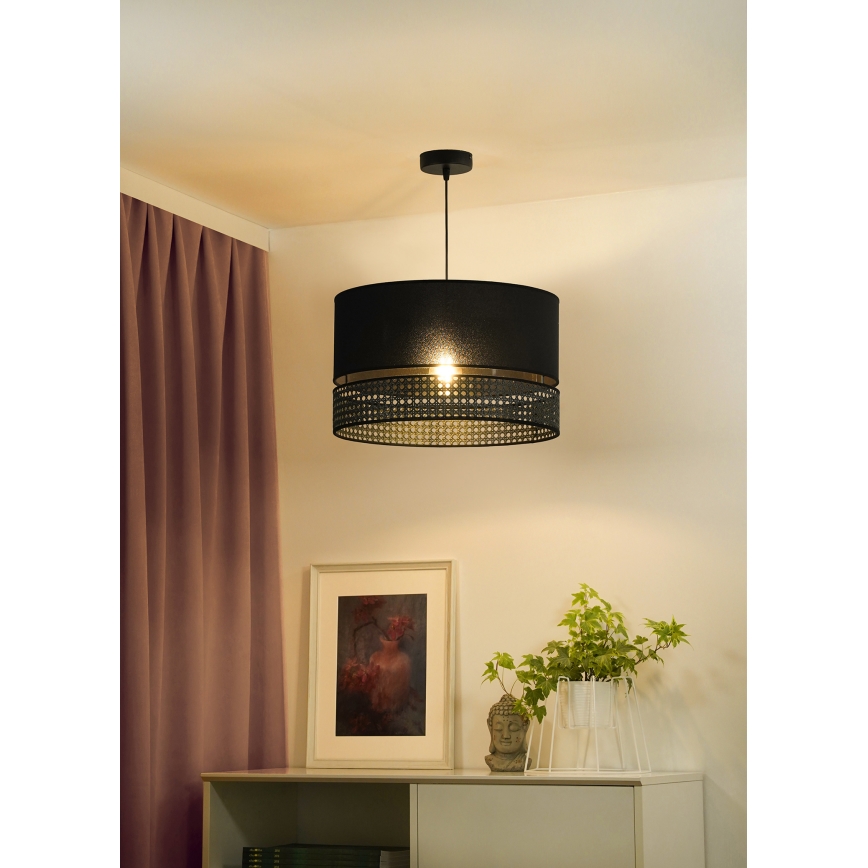 Duolla - Hängeleuchte DOUBLE RATTAN 1xE27/15W/230V d 40 cm schwarz