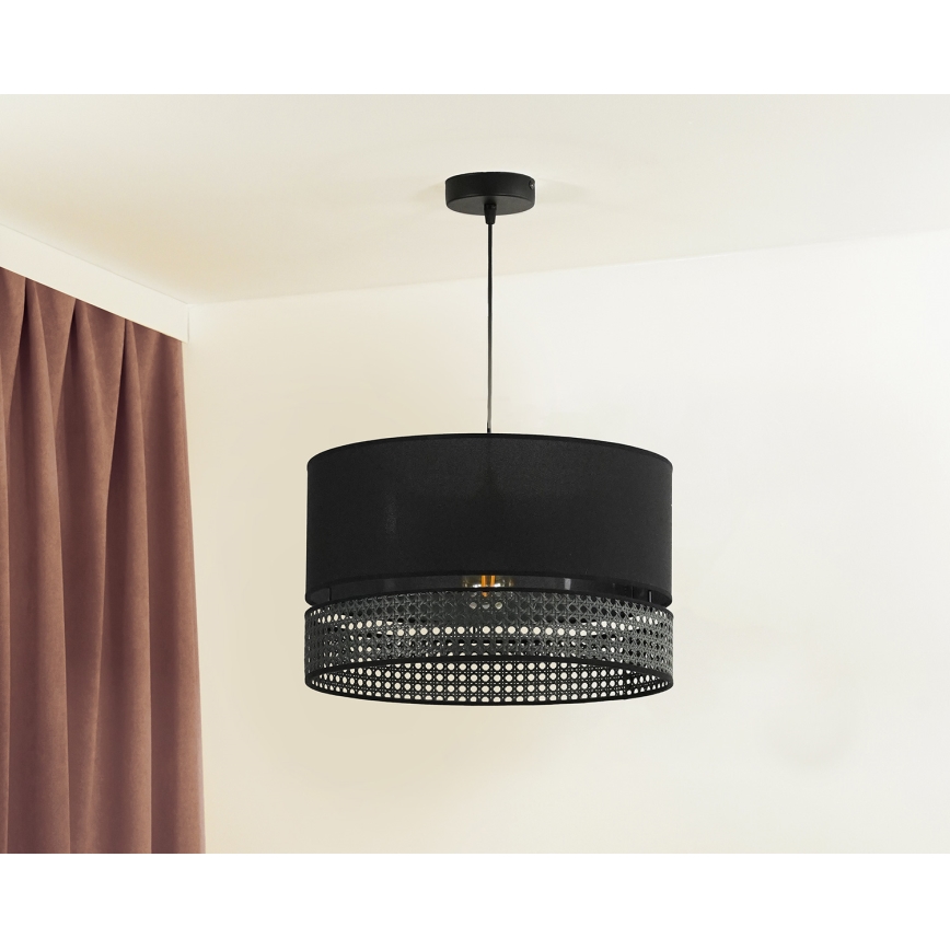 Duolla - Hängeleuchte DOUBLE RATTAN 1xE27/15W/230V d 40 cm schwarz