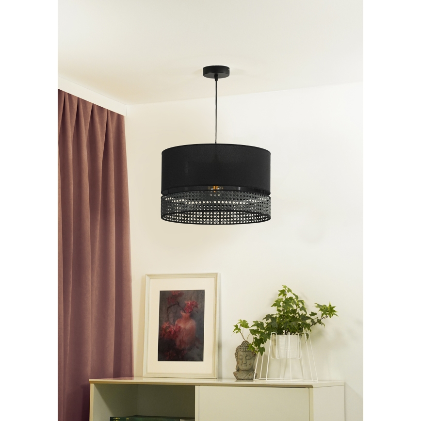 Duolla - Hängeleuchte DOUBLE RATTAN 1xE27/15W/230V d 40 cm schwarz