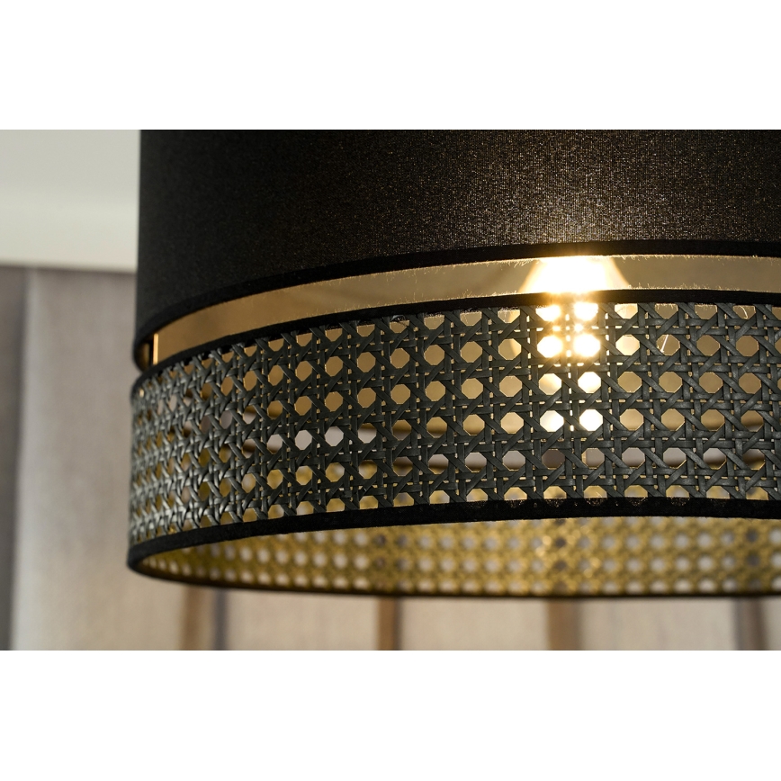 Duolla - Hängeleuchte DOUBLE RATTAN 1xE27/15W/230V d 40 cm schwarz