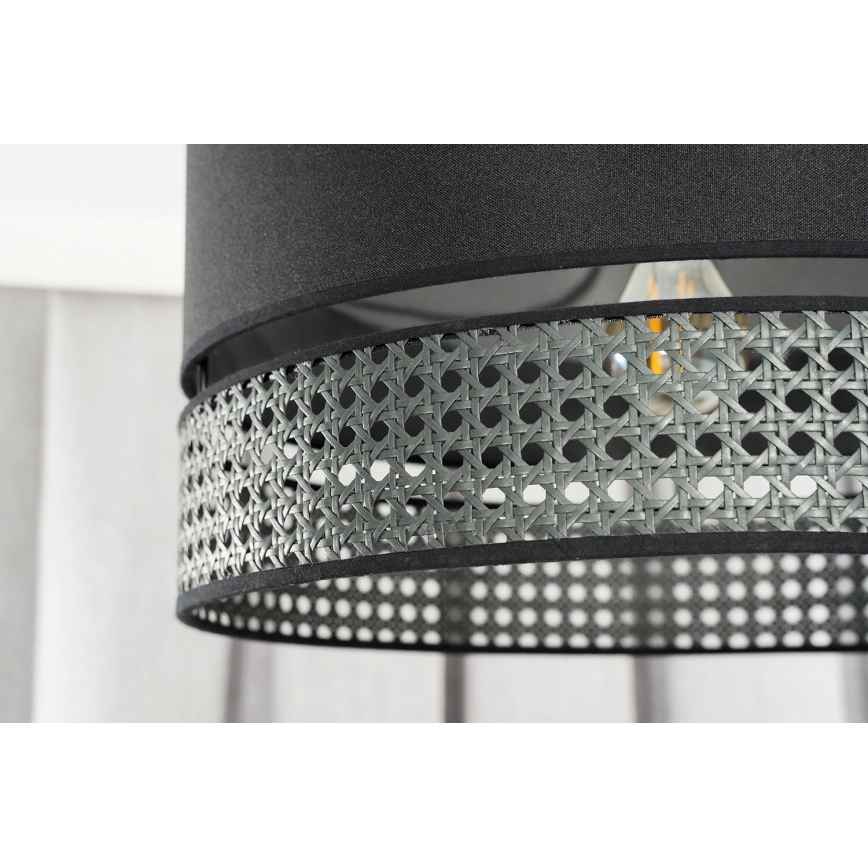 Duolla - Hängeleuchte DOUBLE RATTAN 1xE27/15W/230V d 40 cm schwarz