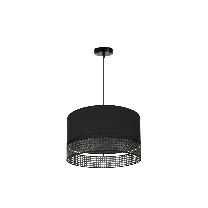 Duolla - Hängeleuchte DOUBLE RATTAN 1xE27/15W/230V d 40 cm schwarz