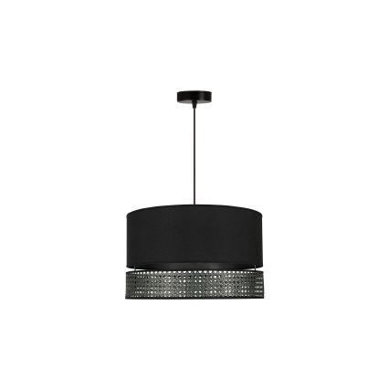 Duolla - Hängeleuchte DOUBLE RATTAN 1xE27/15W/230V d 40 cm schwarz
