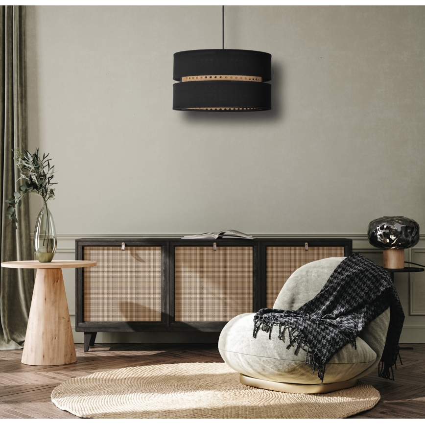Duolla - Hängeleuchte DUO 1xE27/15W/230V d 40 cm schwarz/Rattan