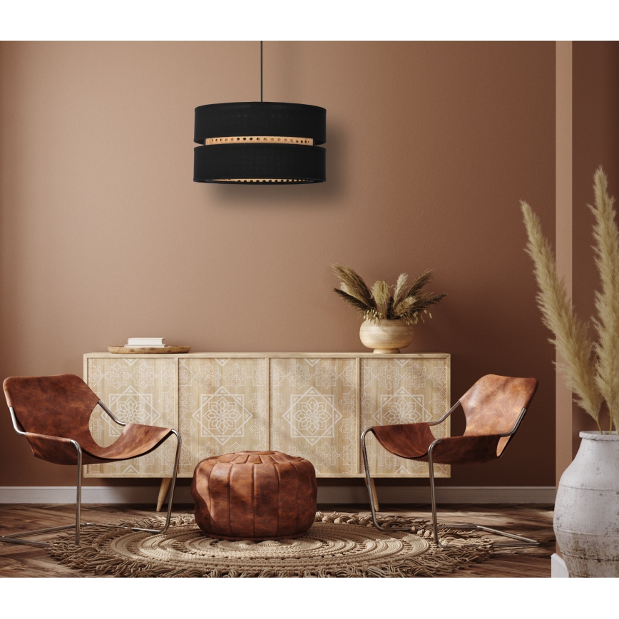 Duolla - Hängeleuchte DUO 1xE27/15W/230V d 40 cm schwarz/Rattan