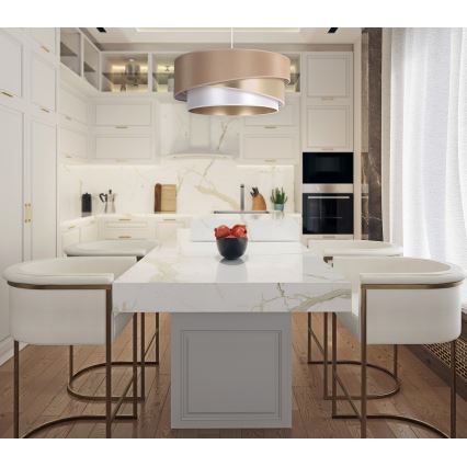 Duolla - Hängeleuchte KOBO 1xE27/15W/230V d 45 cm beige/golden/weiß