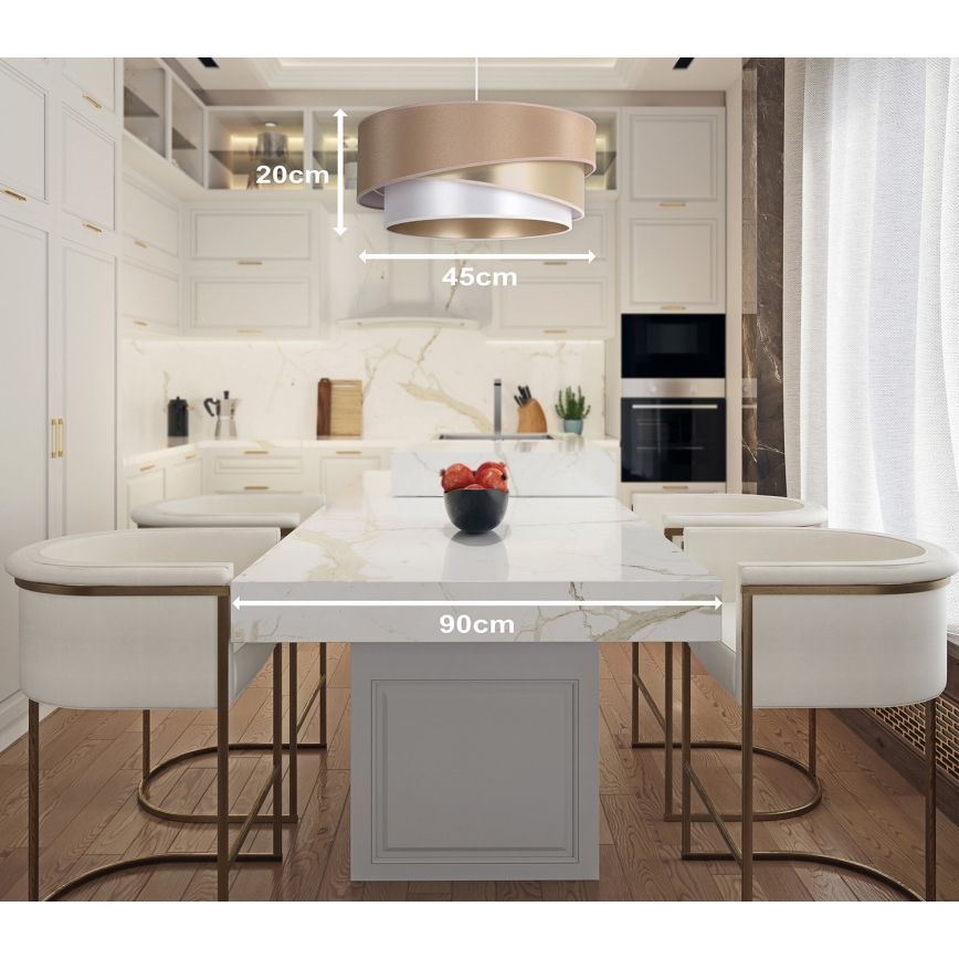 Duolla - Hängeleuchte KOBO 1xE27/15W/230V d 45 cm beige/golden/weiß