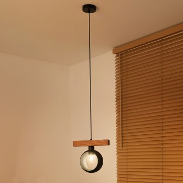 Duolla - Hängeleuchte mit Kabel IRONLINE 1xE27/15W/230V Kiefer/Eiche/Schwarz
