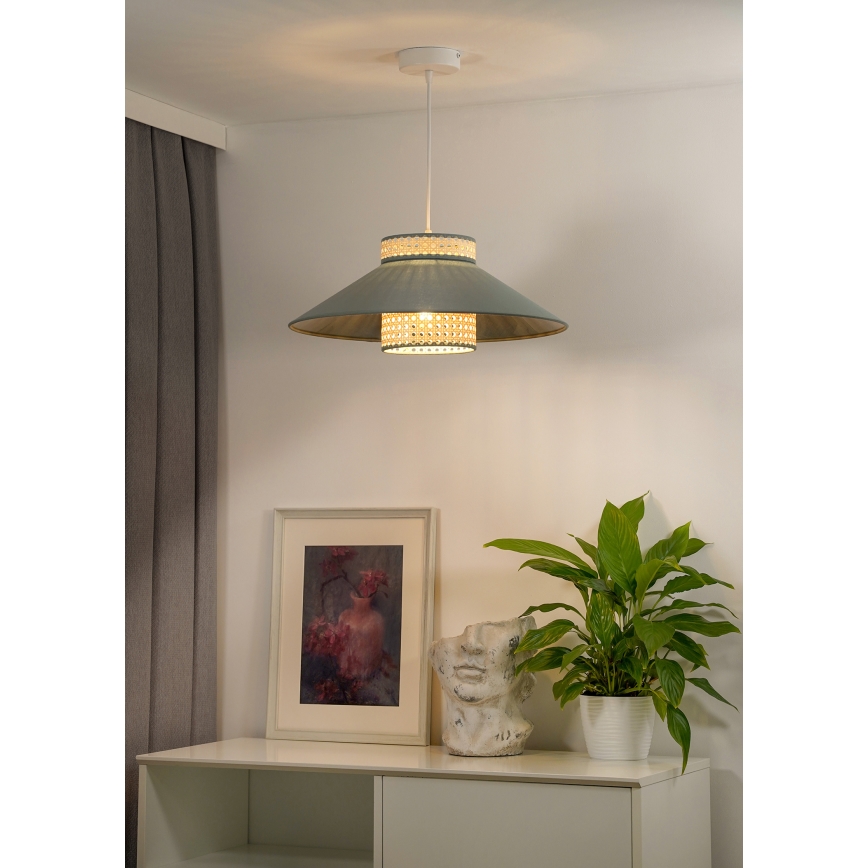 Duolla - Hängeleuchte RIO RATTAN 1xE27/15W/230V d 45 cm grün/Rattan