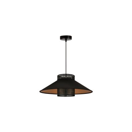 Duolla - Hängeleuchte RIO RATTAN 1xE27/15W/230V d 45 cm schwarz/golden