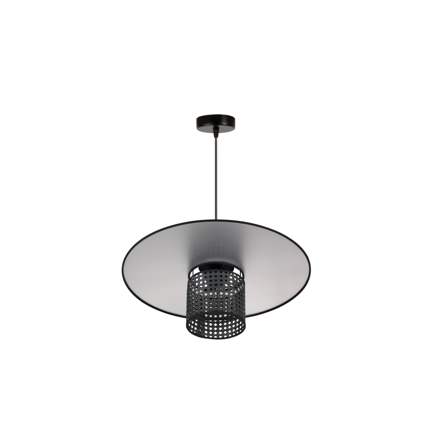 Duolla - Hängeleuchte TOKYO RATTAN 1xE27/15W/230V d 50 cm schwarz/silbern