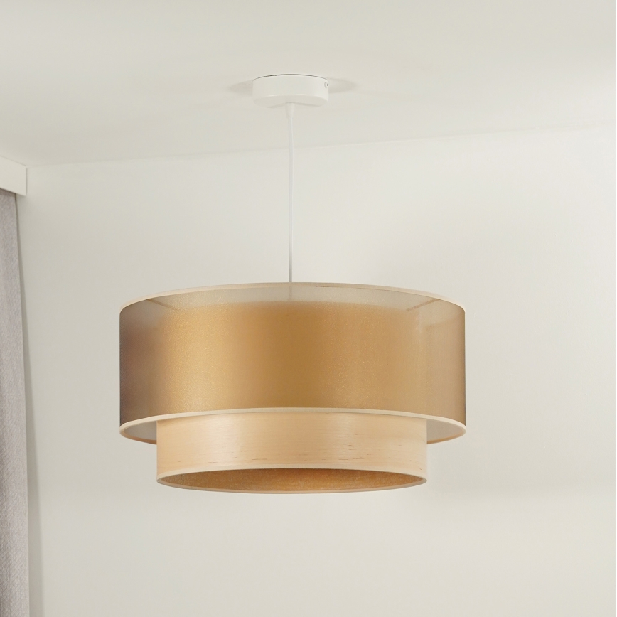 Duolla - Hängeleuchte WOOD BOHO 1xE27/15W/230V d 45 cm kupfern/beige
