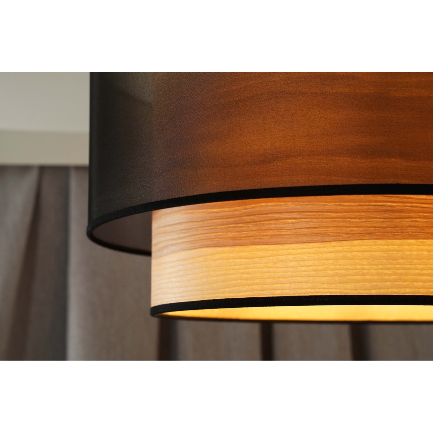 Duolla - Hängeleuchte WOOD BOHO 1xE27/15W/230V d 45 cm schwarz/beige
