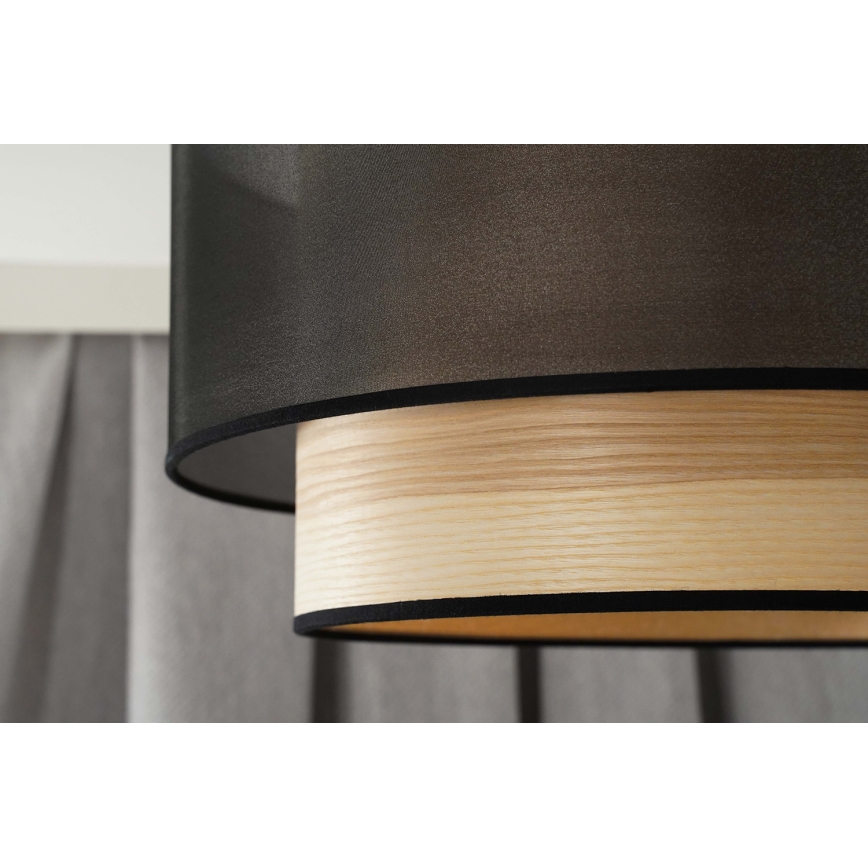 Duolla - Hängeleuchte WOOD BOHO 1xE27/15W/230V d 45 cm schwarz/beige