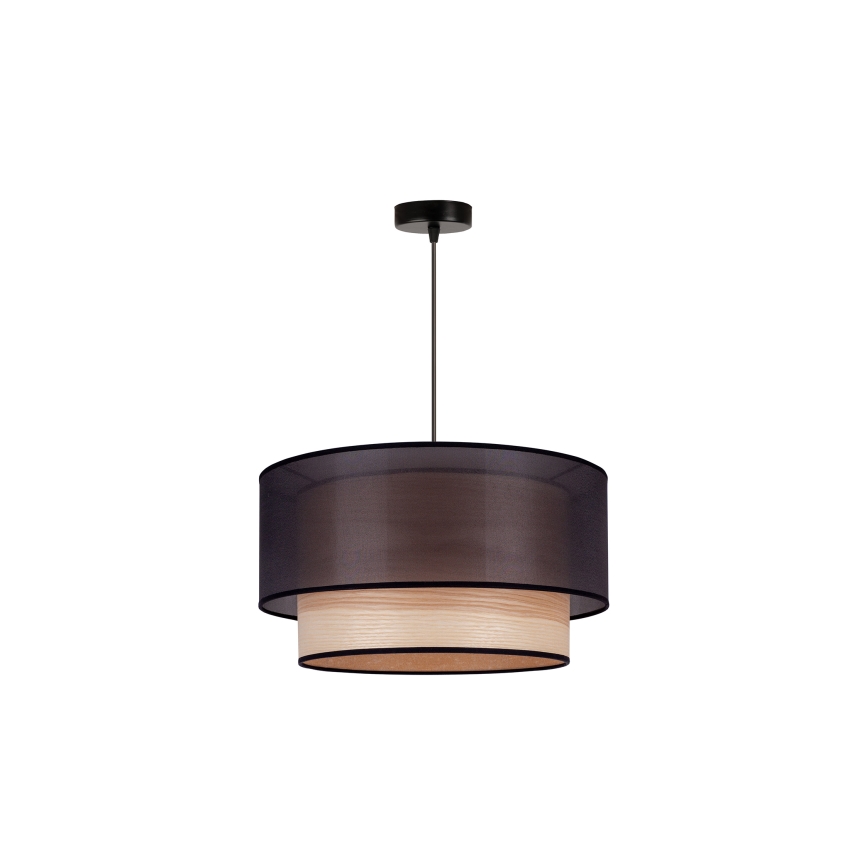 Duolla - Hängeleuchte WOOD BOHO 1xE27/15W/230V d 45 cm schwarz/beige