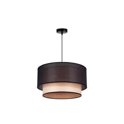 Duolla - Hängeleuchte WOOD BOHO 1xE27/15W/230V d 45 cm schwarz/beige