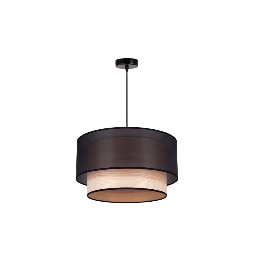 Duolla - Hängeleuchte WOOD BOHO 1xE27/15W/230V d 45 cm schwarz/beige