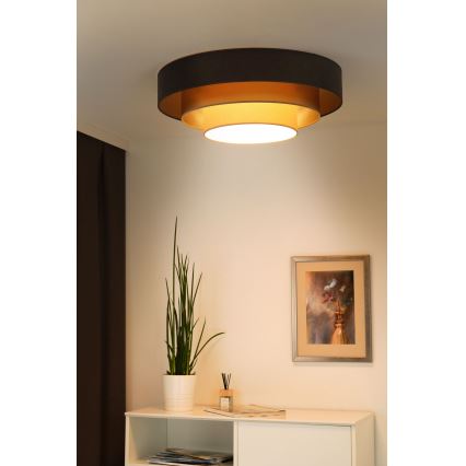 Duolla - LED-Deckenleuchte LUNETA LED/26W/230V d 60 cm 4000K braun/golden/cremefarben