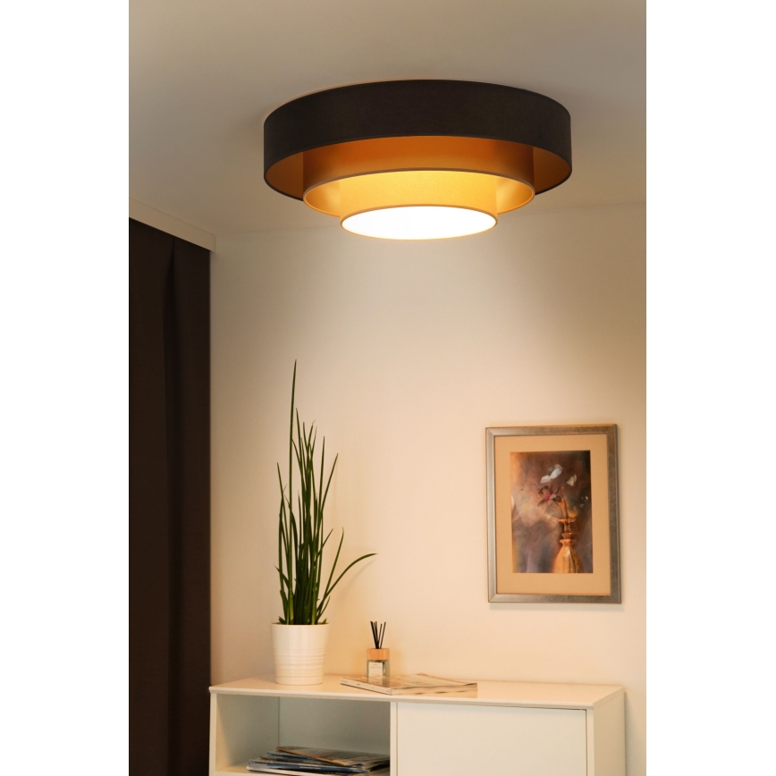 Duolla - LED-Deckenleuchte LUNETA LED/26W/230V d 60 cm 4000K braun/golden/cremefarben