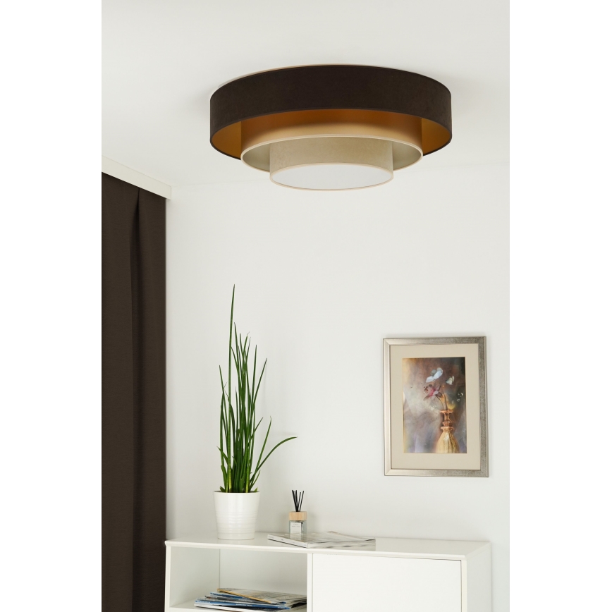Duolla - LED-Deckenleuchte LUNETA LED/26W/230V d 60 cm 4000K braun/golden/cremefarben