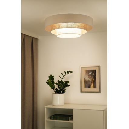Duolla - LED-Deckenleuchte LUNETA LED/26W/230V d 60 cm 4000K cremefarben/braun