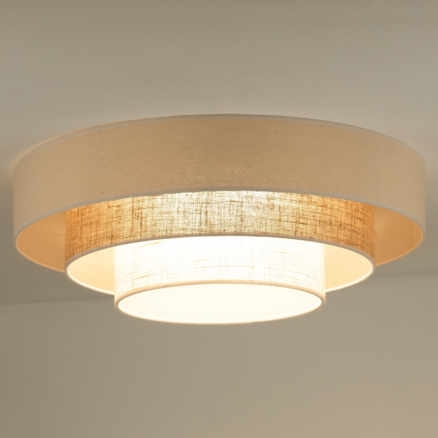 Duolla - LED-Deckenleuchte LUNETA LED/26W/230V d 60 cm 4000K Rattan/beige/braun