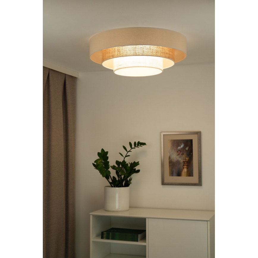 Duolla - LED-Deckenleuchte LUNETA LED/26W/230V d 60 cm 4000K Rattan/beige/braun