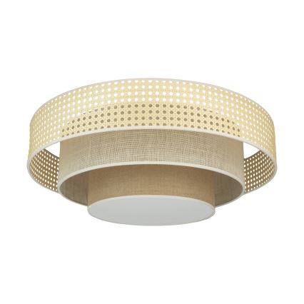 Duolla - LED-Deckenleuchte LUNETA LED/26W/230V d 60 cm 4000K Rattan/beige/braun