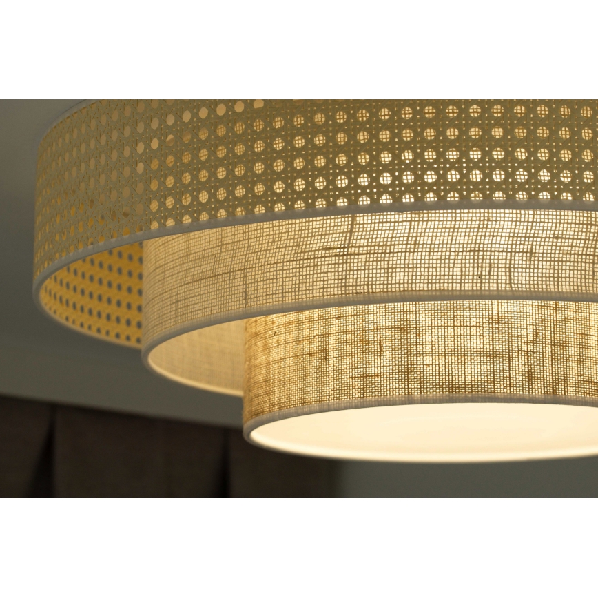Duolla - LED-Deckenleuchte LUNETA LED/26W/230V d 60 cm 4000K Rattan/beige/braun
