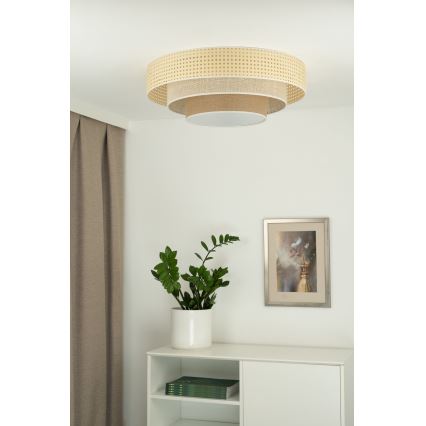 Duolla - LED-Deckenleuchte LUNETA LED/26W/230V d 60 cm 4000K Rattan/beige/braun