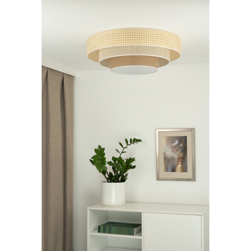 Duolla - LED-Deckenleuchte LUNETA LED/26W/230V d 60 cm 4000K Rattan/beige/braun