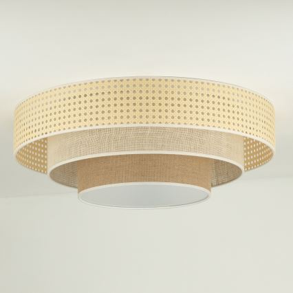 Duolla - LED-Deckenleuchte LUNETA LED/26W/230V d 60 cm 4000K Rattan/beige/braun