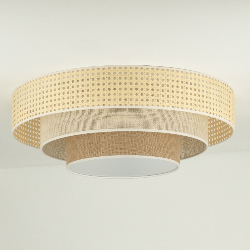 Duolla - LED-Deckenleuchte LUNETA LED/26W/230V d 60 cm 4000K Rattan/beige/braun