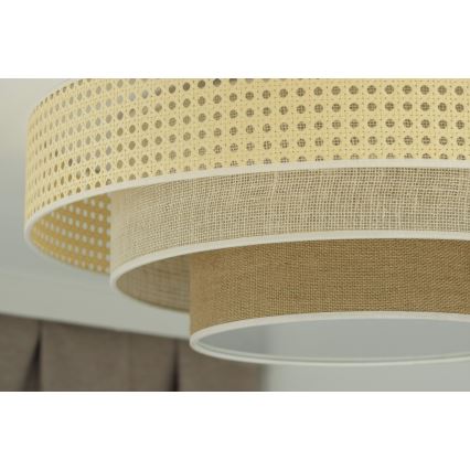 Duolla - LED-Deckenleuchte LUNETA LED/26W/230V d 60 cm 4000K Rattan/beige/braun