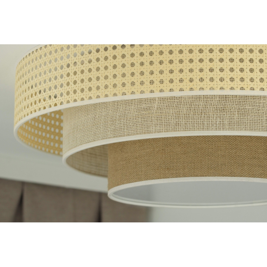 Duolla - LED-Deckenleuchte LUNETA LED/26W/230V d 60 cm 4000K Rattan/beige/braun