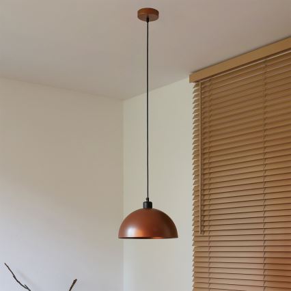 Duolla – Pendelleuchte mit Kabel IRONLINE, 1x E27/15W/230V, Ø 27 cm, Kupfer/Schwarz