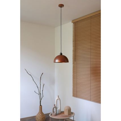 Duolla – Pendelleuchte mit Kabel IRONLINE, 1x E27/15W/230V, Ø 27 cm, Kupfer/Schwarz