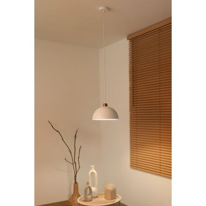Duolla - Pendelleuchte mit Kabel IRONLINE 1xE27/15W/230V Ø 27 cm weiß/kupfer