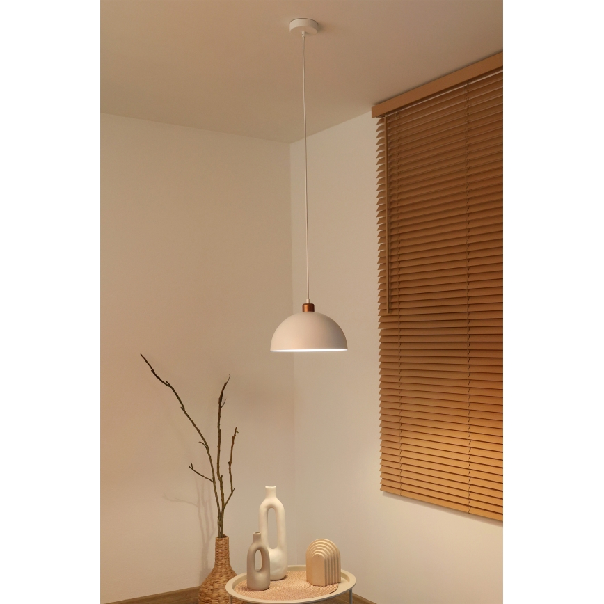 Duolla - Pendelleuchte mit Kabel IRONLINE 1xE27/15W/230V Ø 27 cm weiß/kupfer