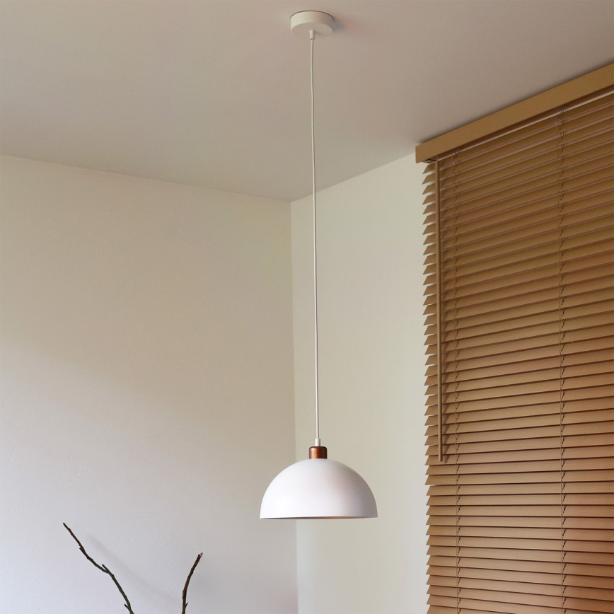 Duolla - Pendelleuchte mit Kabel IRONLINE 1xE27/15W/230V Ø 27 cm weiß/kupfer